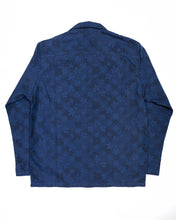 Load image into Gallery viewer, INDIGO DYED FLORAL JACQUARD CAMP COLLAR L/S SHIRT