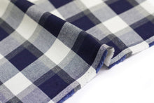 Load image into Gallery viewer, BRUSHED FLANNEL INDIGO/BEIGE/GREY CHECK.