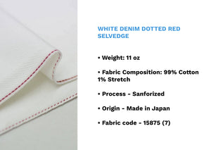 WHITE DENIM DOTTED RED SELVEDGE - Nama Denim