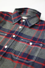 Load image into Gallery viewer, GREYHOUND PLAID FLANNEL WORK SHIRT (GREY/BLUE/RED)