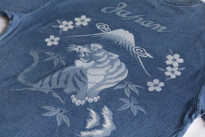 INDIGO DYED T-SHIRT VINTAGE BLUE <JAPAN TIGER DESIGN> - Nama Denim