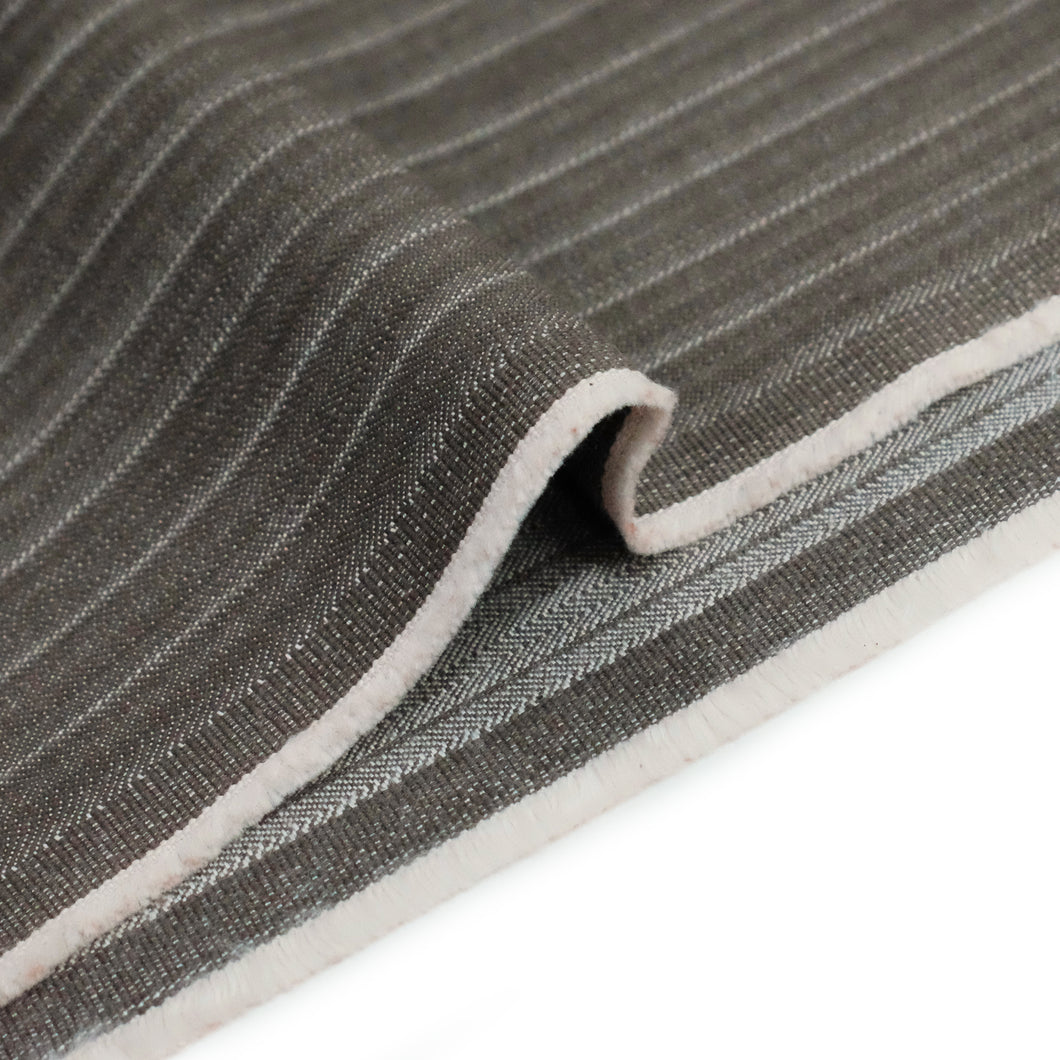 14oz BROWN STRIPE HERRINGBONE TWILL