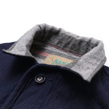 Load image into Gallery viewer, INDIGO QUILTED REVERSIBLE BLANKET-LINED JACKET (Indigo Diamond Quilt × Vintage Blanket Stripe)