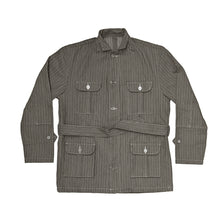 Laden Sie das Bild in den Galerie-Viewer, BROWN STRIPE HERRINGBONE SAFARI JACKET