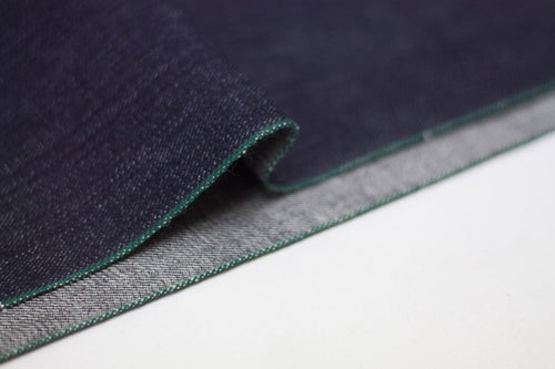 Green Solid Cotton Denim Fabric