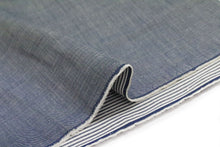 Load image into Gallery viewer, REVERSIBLE CHAMBRAY BLUE GREY WITH SUBTLE HICKORY STRIPES.