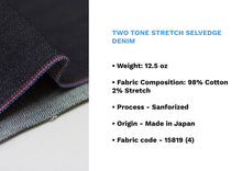 Load image into Gallery viewer, TWO TONE STRETCH SELVEDGE DENIM - Nama Denim