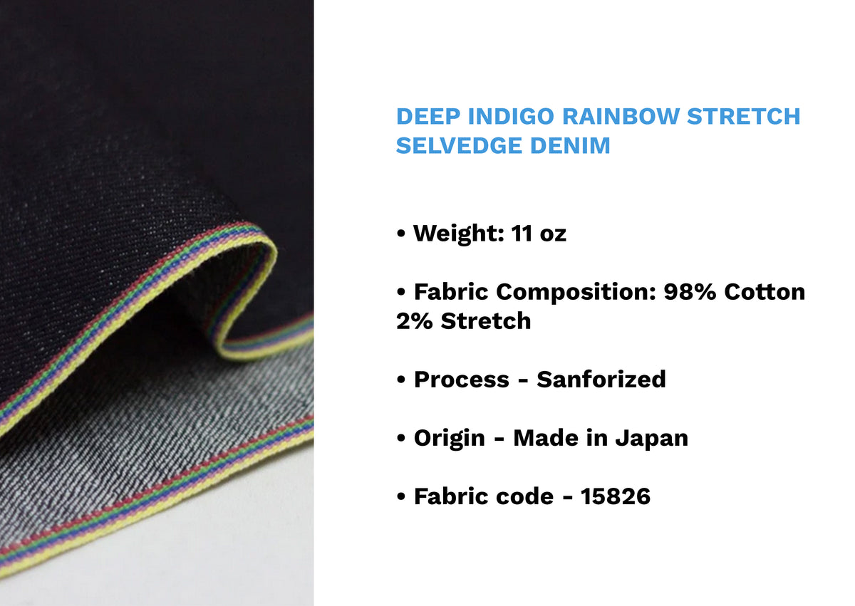 DEEP INDIGO RAINBOW STRETCH SELVEDGE DENIM | Nama Denim