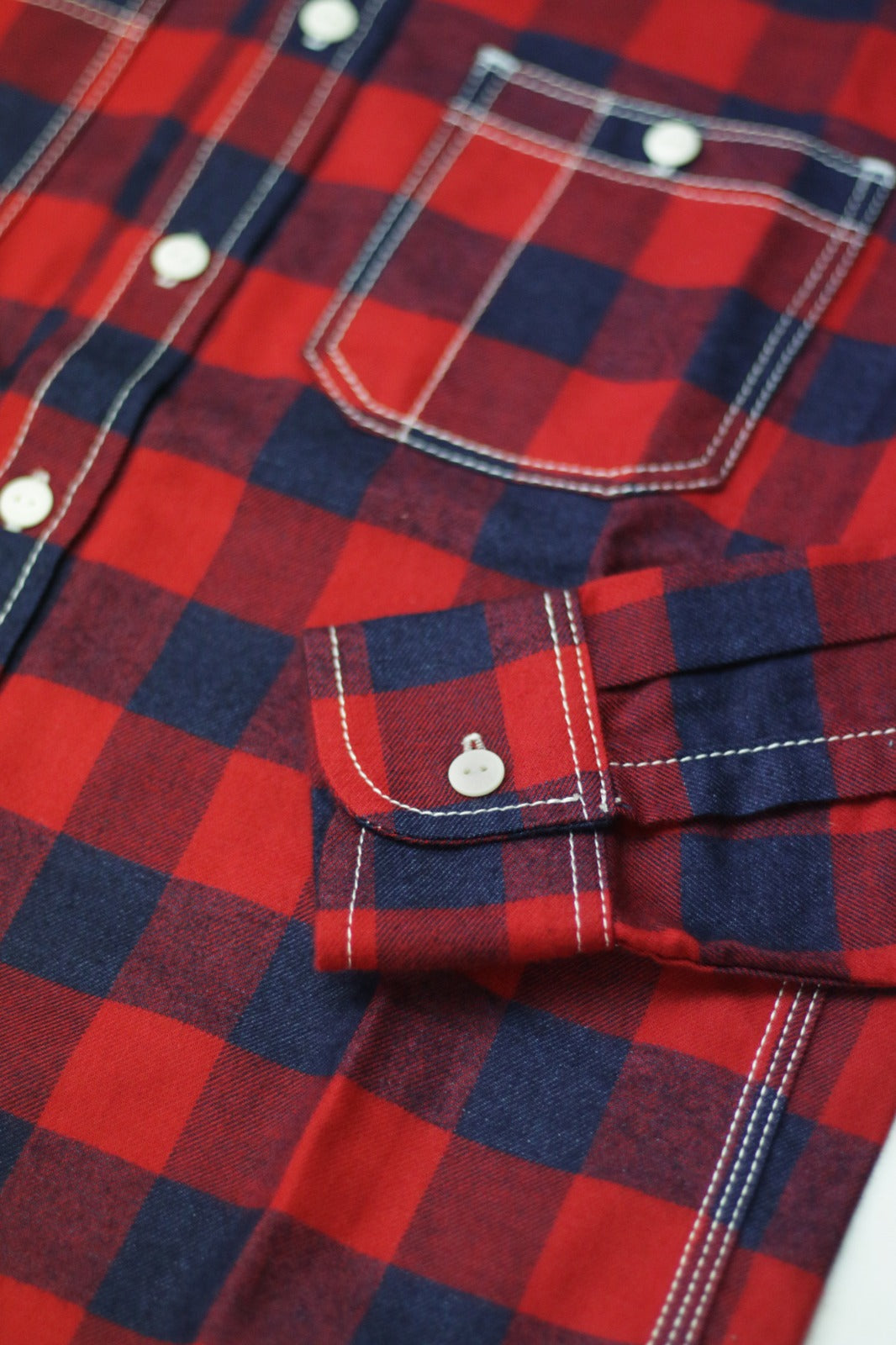 Nama Denim Buffalo Check Flannel Work Shirt (Red/Blue) M