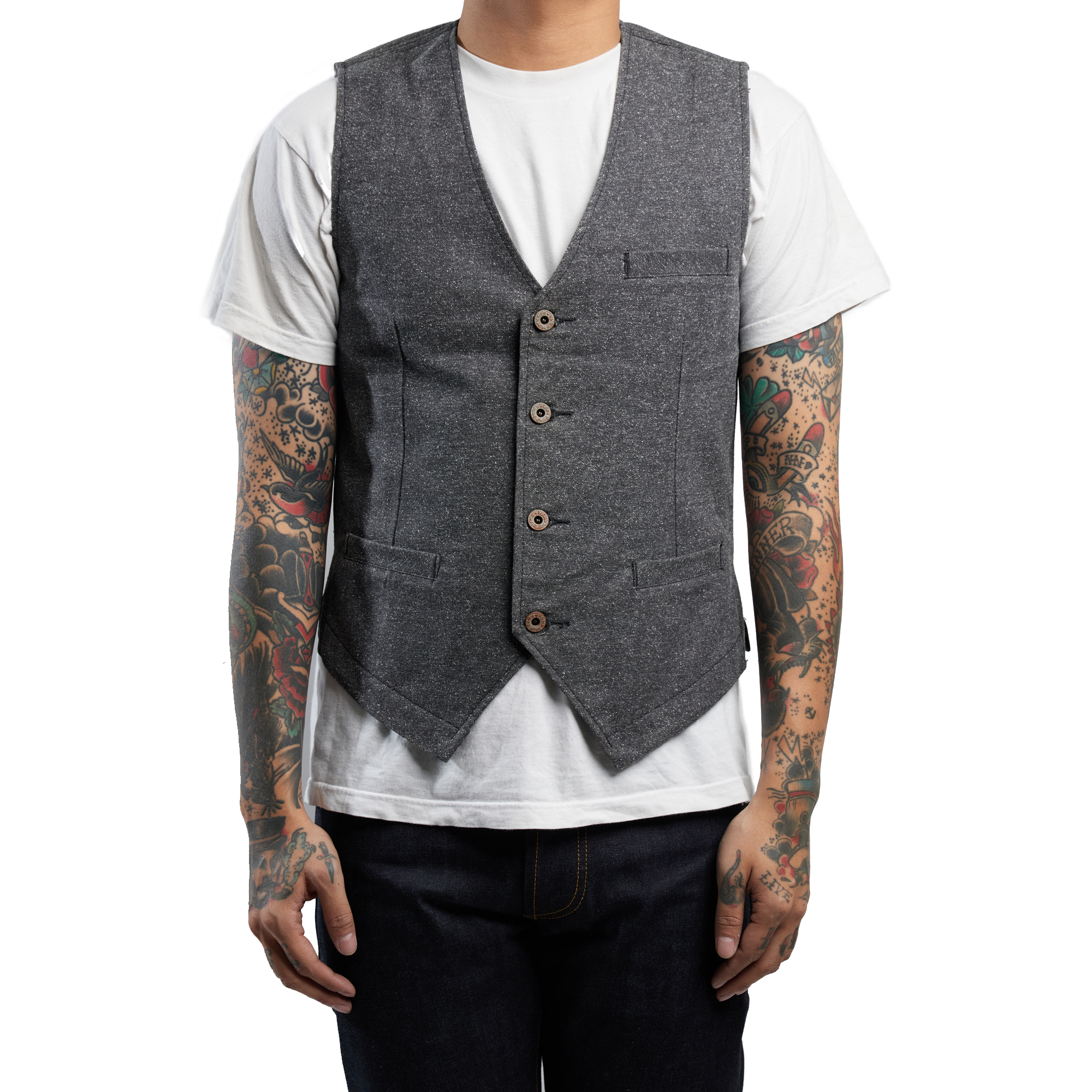 BLACK TWEED WORK VEST | Nama Denim BLACK TWEED WORK VEST | Nama Denim